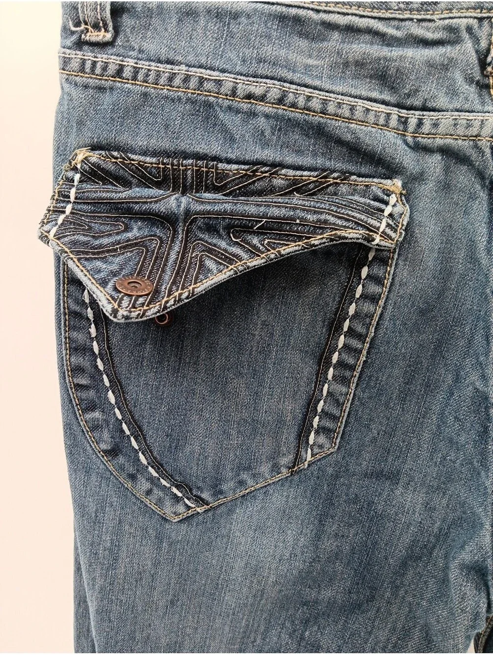 Flypaper Jeans Mens 34×32 Blue Denim Distressed Straight Y2K Casual Medium Wash